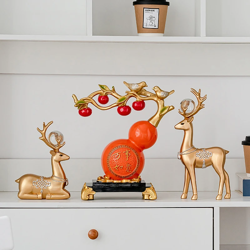 摆件新中式树脂葫芦家用工艺品客厅玄关电视柜酒柜装饰品节日送礼