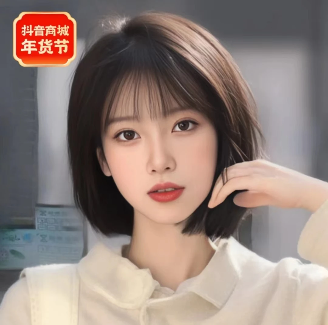 宛美专属波波头自然减龄气质仿真大头皮30CM时尚蓬松假发套