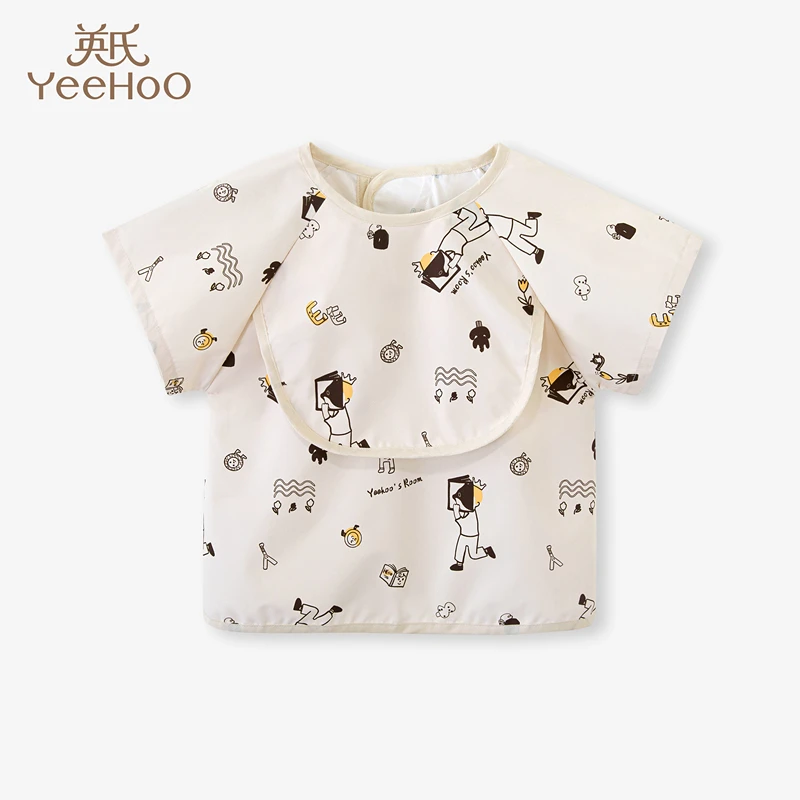 英氏【商场同款】婴儿罩衣宝宝吃饭外出防脏男女宝围兜新生儿薄款PK