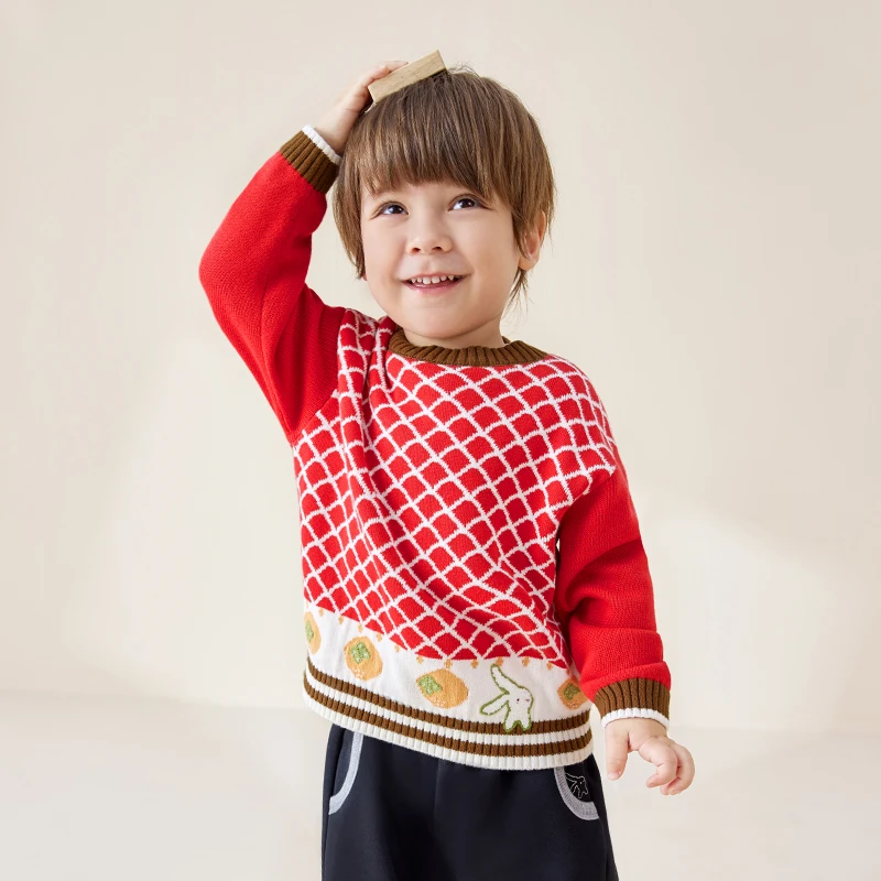 英氏【好柿连连】童装儿童毛衣2022秋冬季新款针织衫男童女童秋装