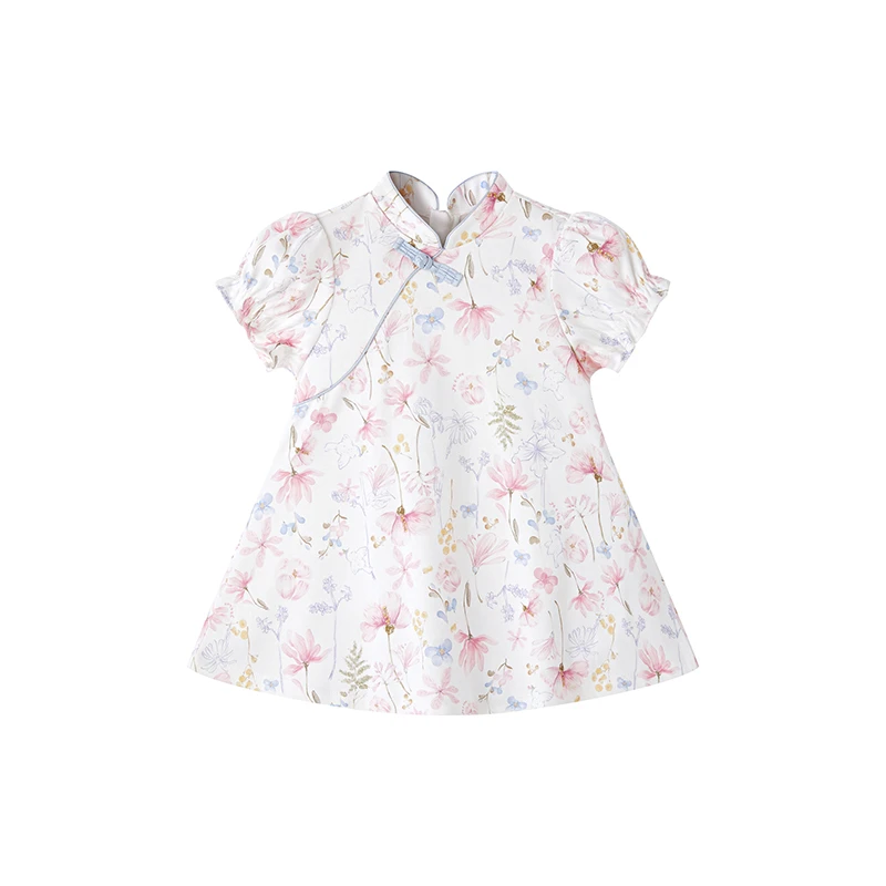【商场同款】英氏花语系列女童新中式连衣裙国风纯棉背心裙2024夏