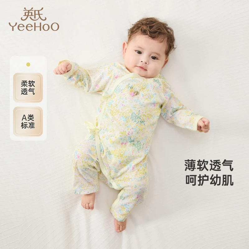 【商场同款】英氏婴儿衣服夏季长袖睡袋宝宝女宝连体衣2025新款