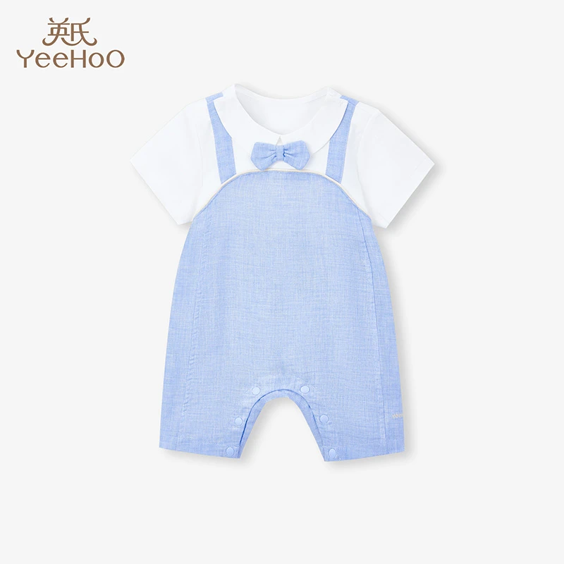 英氏【俏皮小绅士】婴儿夏季衣服包屁衣连体哈衣洋气可爱爬服夏款