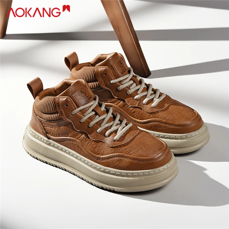 奥康男鞋2025春秋季新款雅丹风休闲板鞋男士时尚百搭皮面运动潮鞋