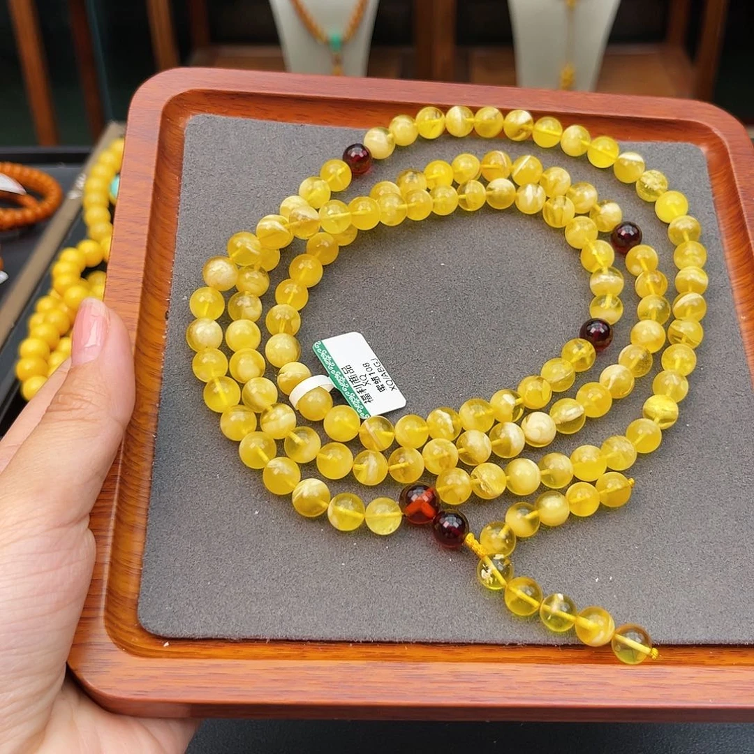 琥珀手链未镶嵌8m108 金白