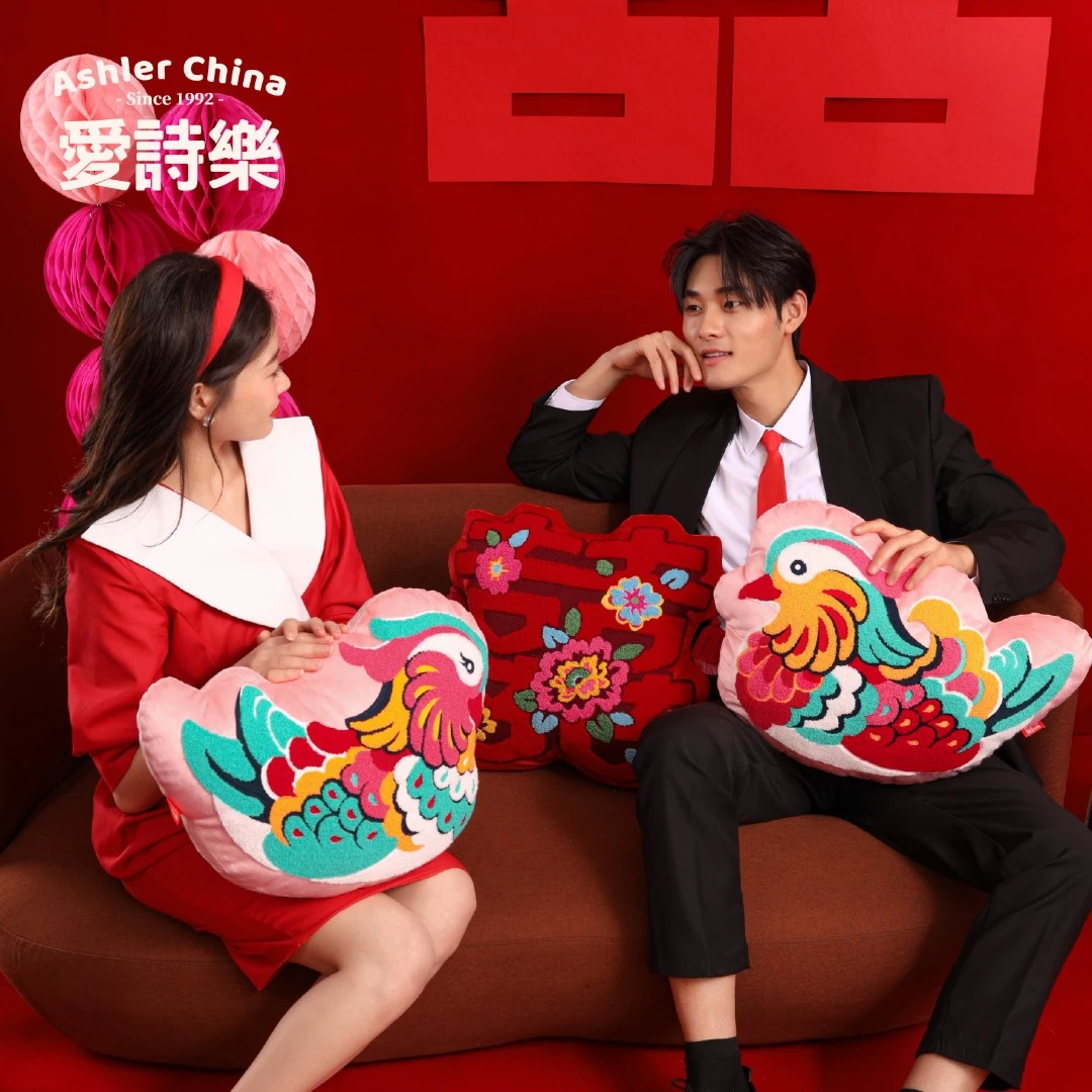 爱诗乐『鸳鸯囍事』抱枕结婚压床娃娃一对公仔靠垫婚房新中式靠枕