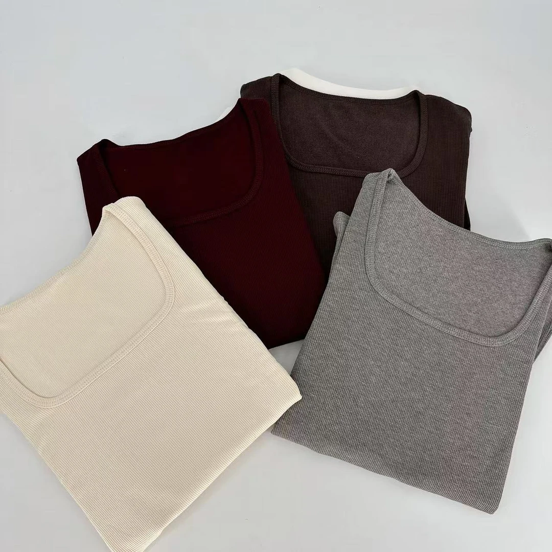 2208百搭保暖加绒时尚四方领打底上衣