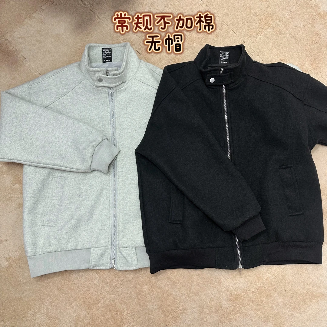 美式休闲加棉款毛呢外套男女同款上衣外套