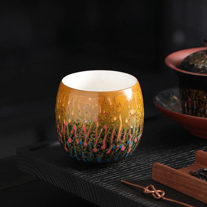 陶福气高端茶器礼品大漆主人杯 茶杯个人专用高档盏杯茶盏礼盒装