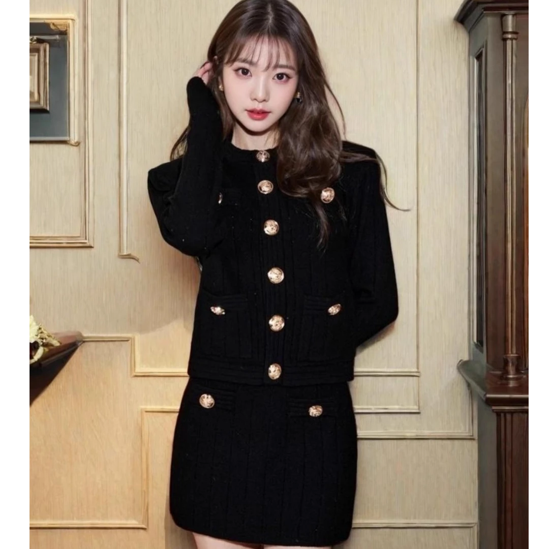 秋冬穿搭小香针织套装高级感显高显瘦时尚半身裙气质减龄两件套女