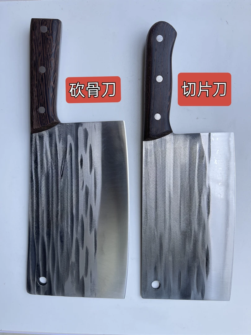 轨道钢古法纯手工锻打砍骨刀+轨道钢纯手工锻打菜刀厨房切片刀
