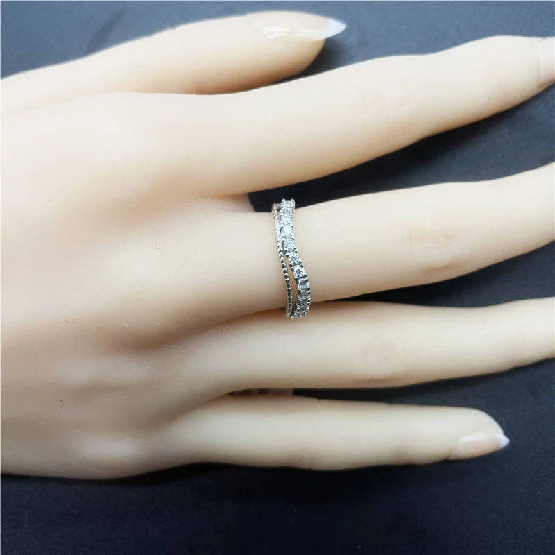 925银莫桑石戒指 新奢贤(波浪钻1. 82g)闪钻结婚求婚情侣对戒小众