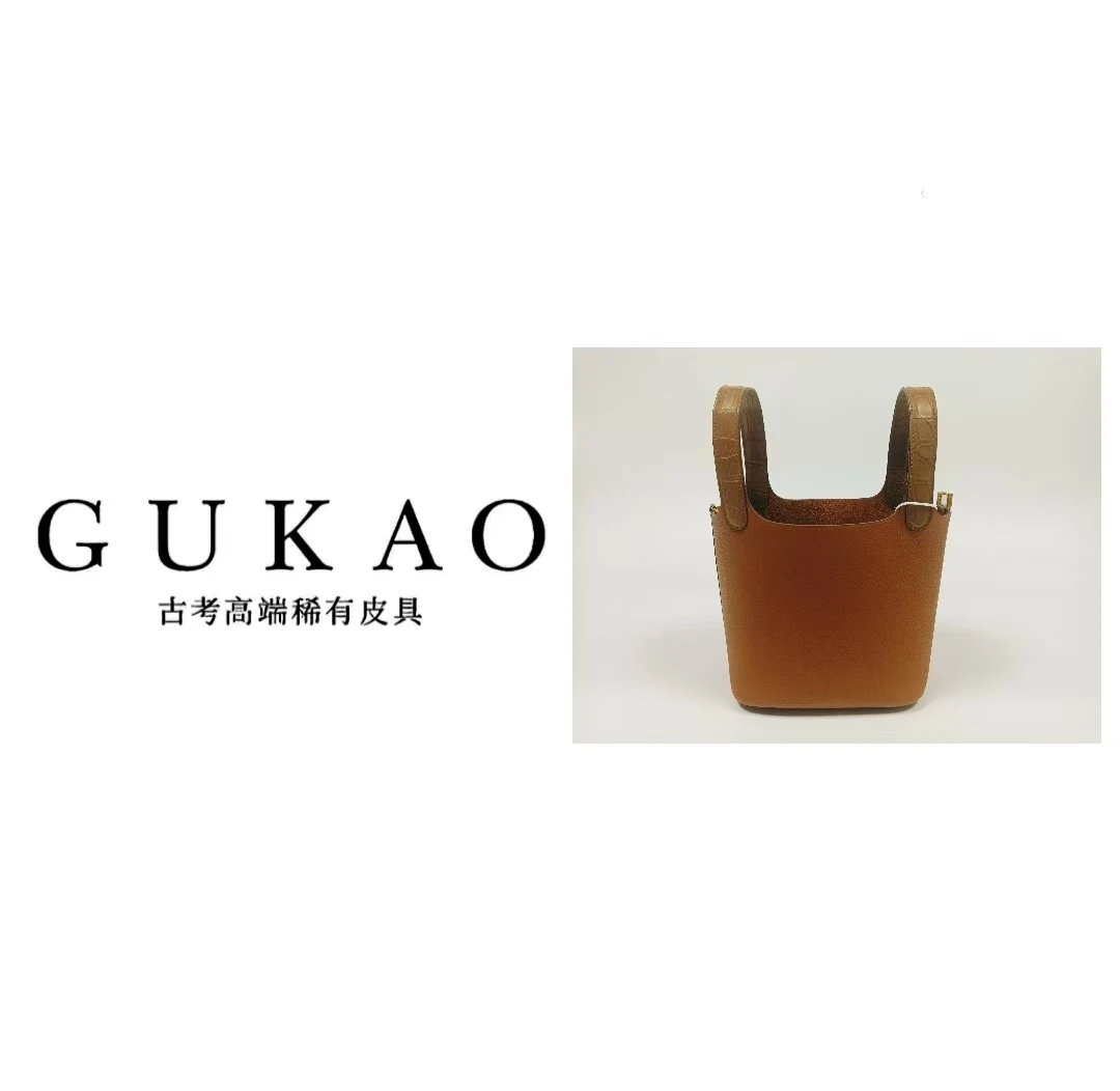 GUKAO手工高定2025新款女士真皮鳄鱼皮牛皮手提斜跨包3331H-TC