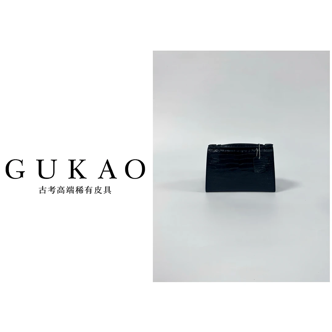 GUKAO手工高定新款女士鳄鱼皮牛皮手提斜跨包3027B-4