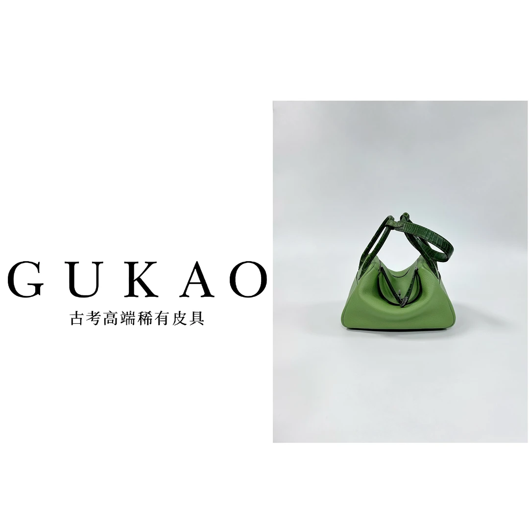 GUKAO手工高定2024新款女士真皮鳄鱼皮牛皮斜跨包3332HC-2