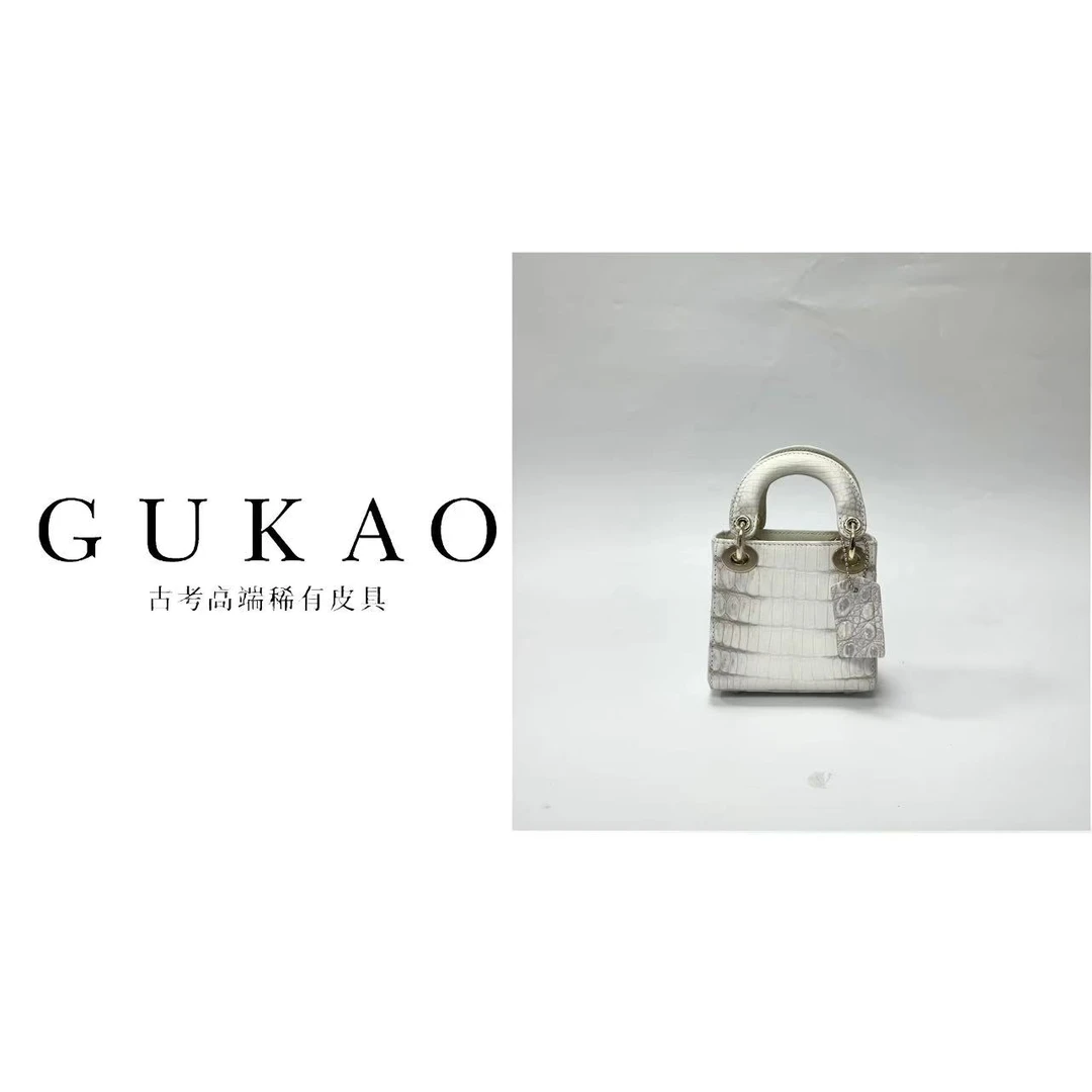 GUKAO手工高定2025新款女士真皮鳄鱼皮羊皮手提斜跨包3156DX-5