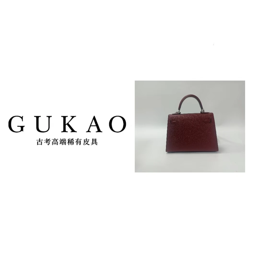 GUKAO手工高定2024新款女士真皮牛皮单肩斜跨包10060