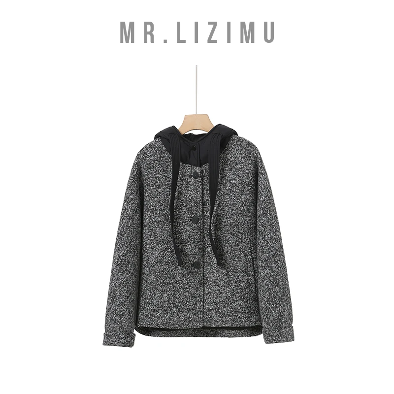 李子木先生过年外套韩系小香风长飘带连帽设计款外套「黑色服饰」