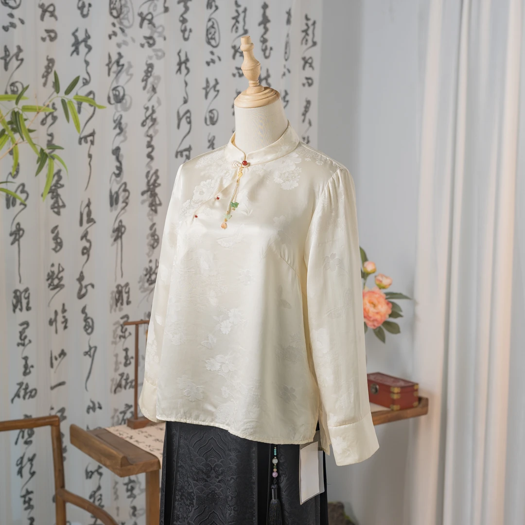 【夏柔D】新中式国风设计桑蚕丝春季新款中国风女装百搭休闲
