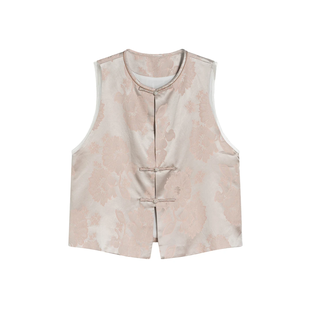 莨西子【花琅】中式国风马甲马夹复古国潮民族风圆领桑蚕丝时尚百搭