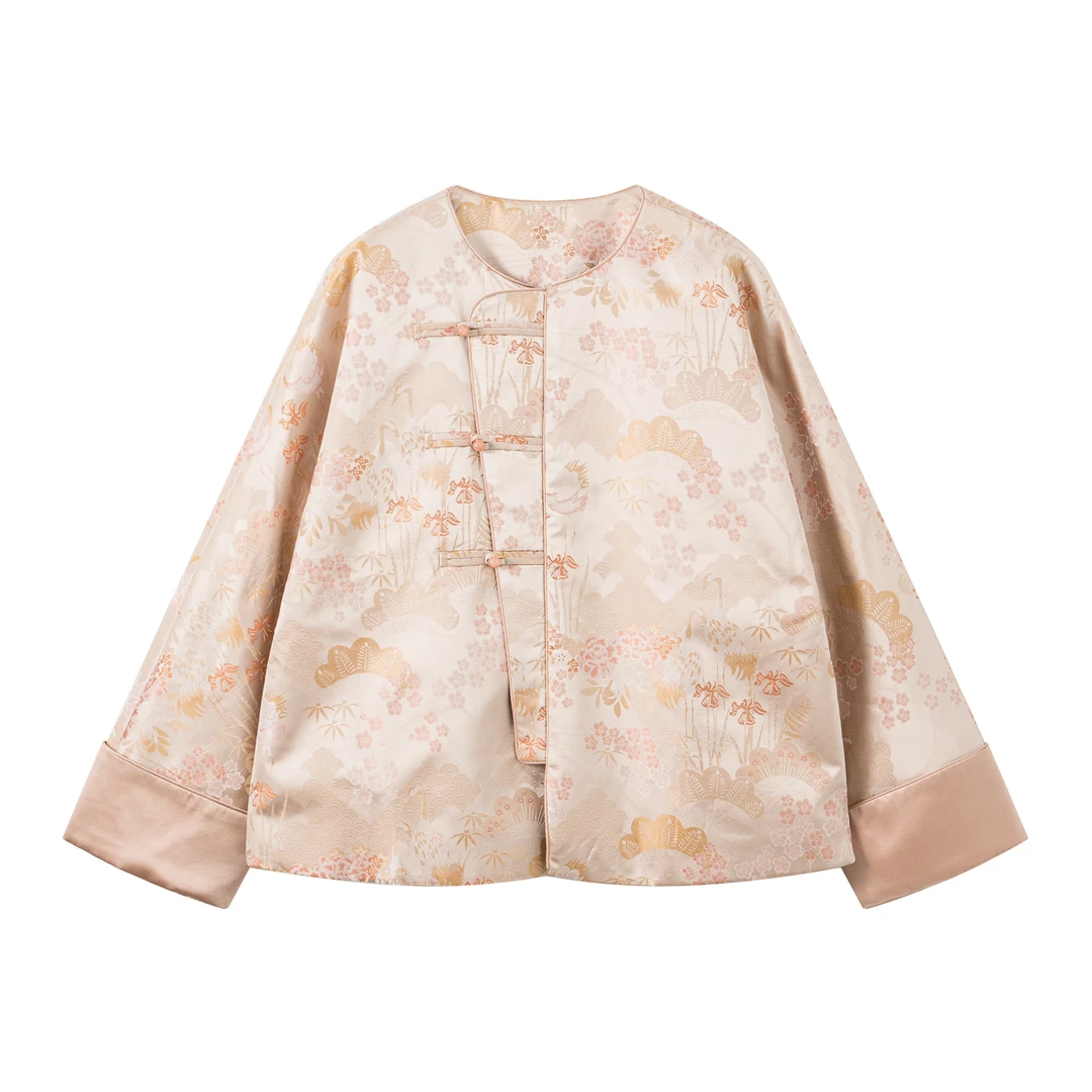 【辰砂】新中式秋冬保暖轻奢桑蚕丝棉衣小众通勤百搭时尚棉服新款