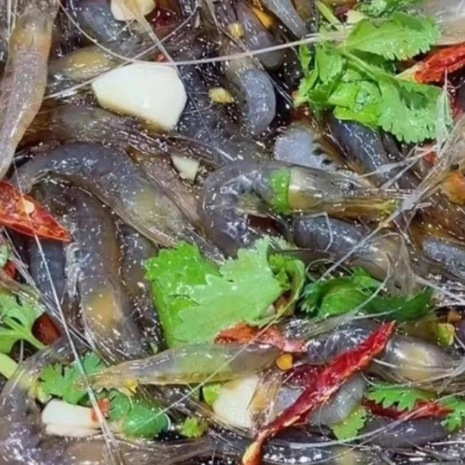 呛白米虾呛基围虾对虾无腥味鲜活现呛现卖快递500克/罐