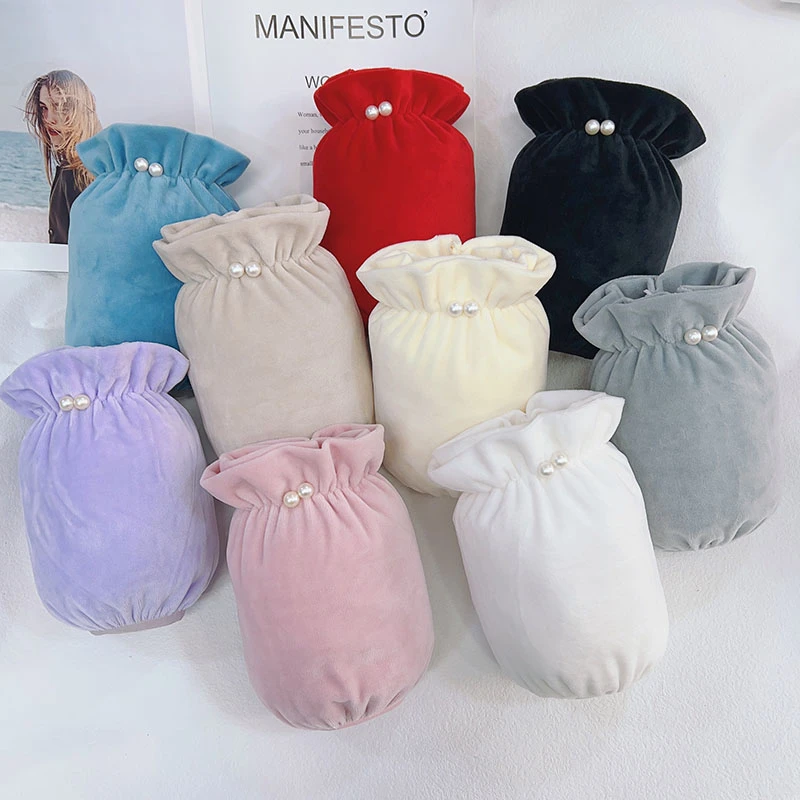 珍珠袖套女士秋冬防污袖头可爱毛绒短款学生护袖上班简约百搭套袖