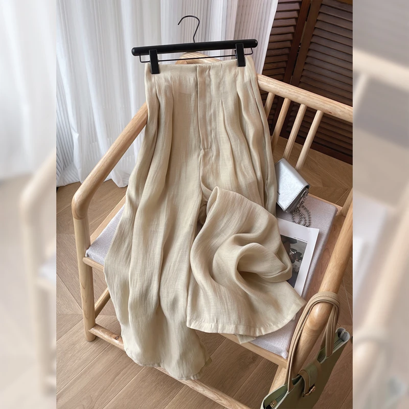 2024秋宽松直筒灯笼裤百搭花苞长裤法式垂坠感薄显瘦设计阔腿裤女