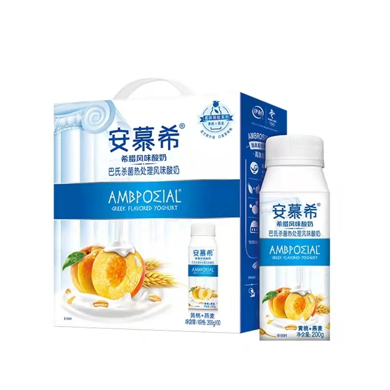 【喝到8月多】安/慕/希黄桃燕麦酸奶风味常温浓郁颗粒酸奶200g*10瓶