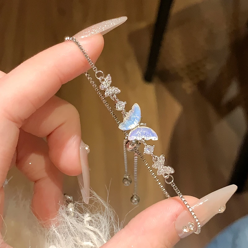 铜合金手链 S321 超仙蝴蝶抽拉手链女款高级感ins冷淡风闺蜜手饰