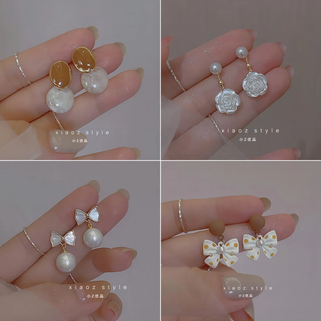 蝴蝶结耳环2023年新款潮精致波点可爱耳饰耳钉