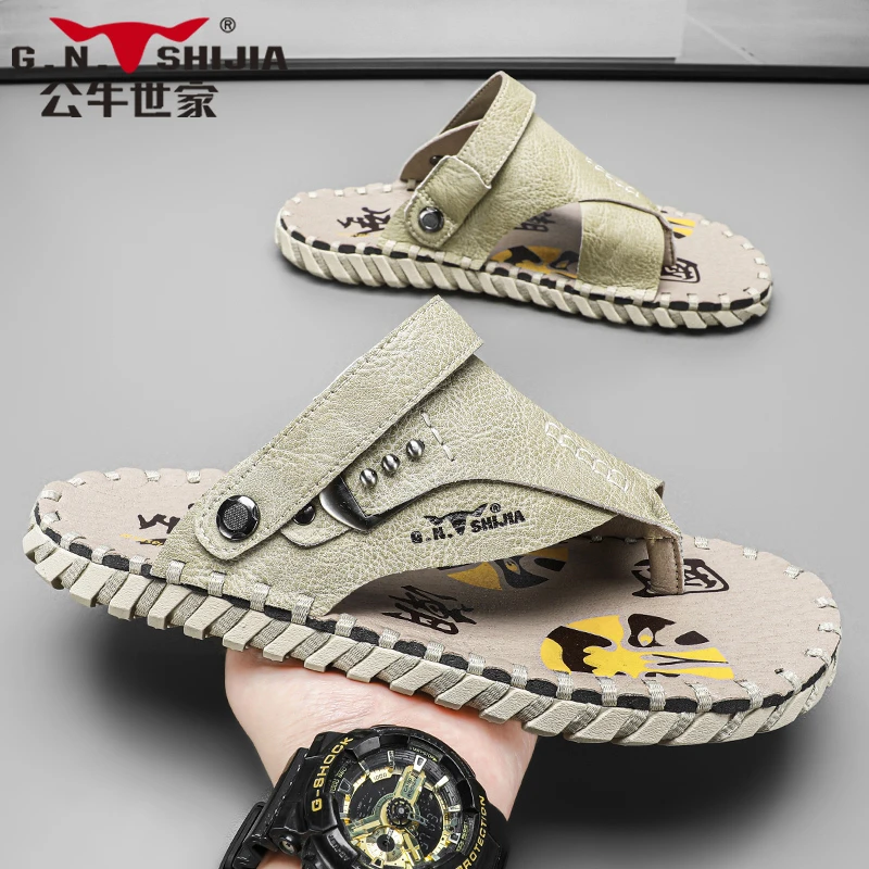 公牛世家厚底两用男鞋2024夏季网红新款爆款男款时尚沙滩男士凉鞋