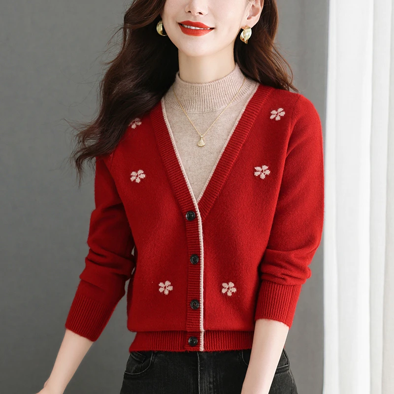 假两件毛衣女时尚洋气上衣秋冬半高领针织打底衫