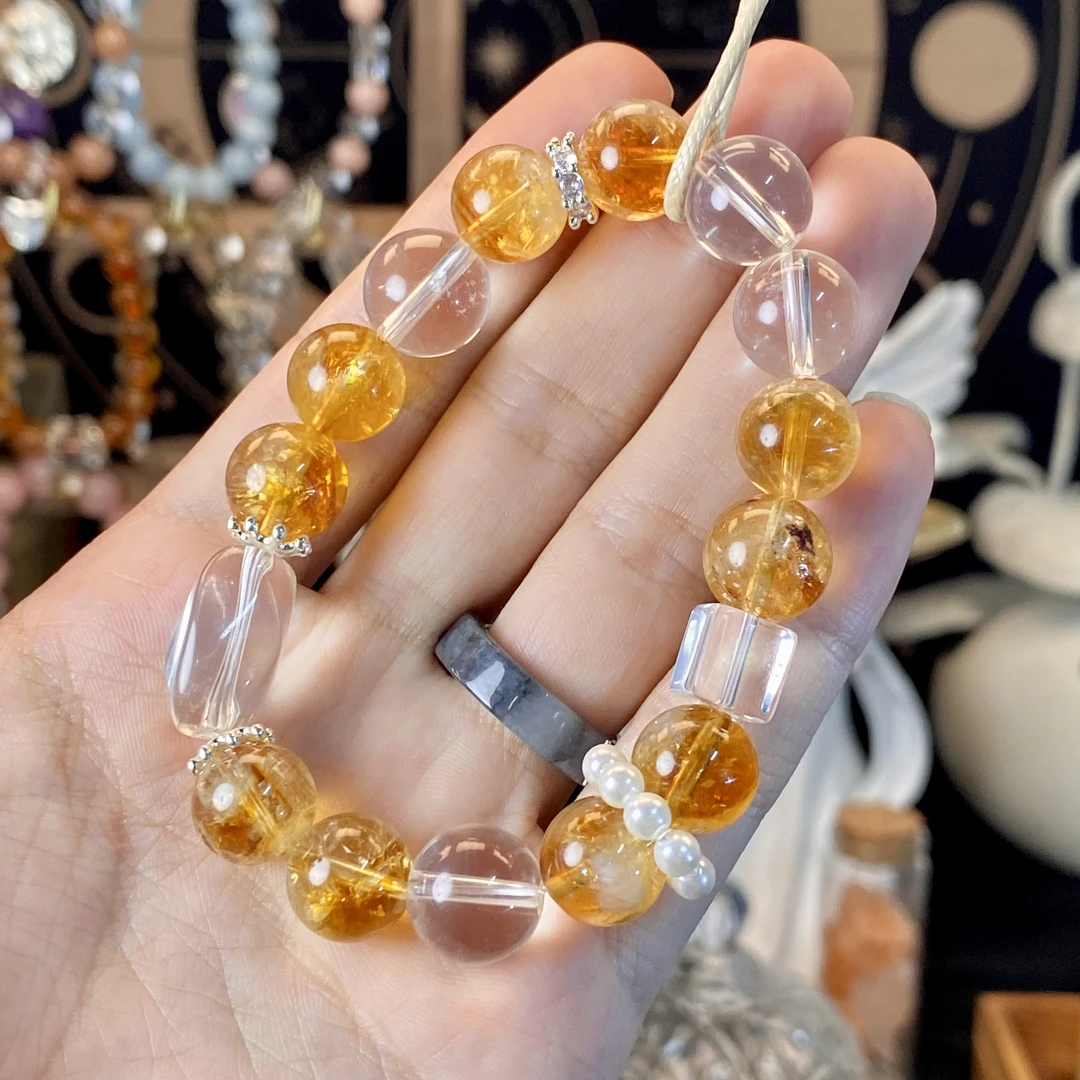 【糖果黄】天然黄阿塞白水晶手串水晶手饰设计款