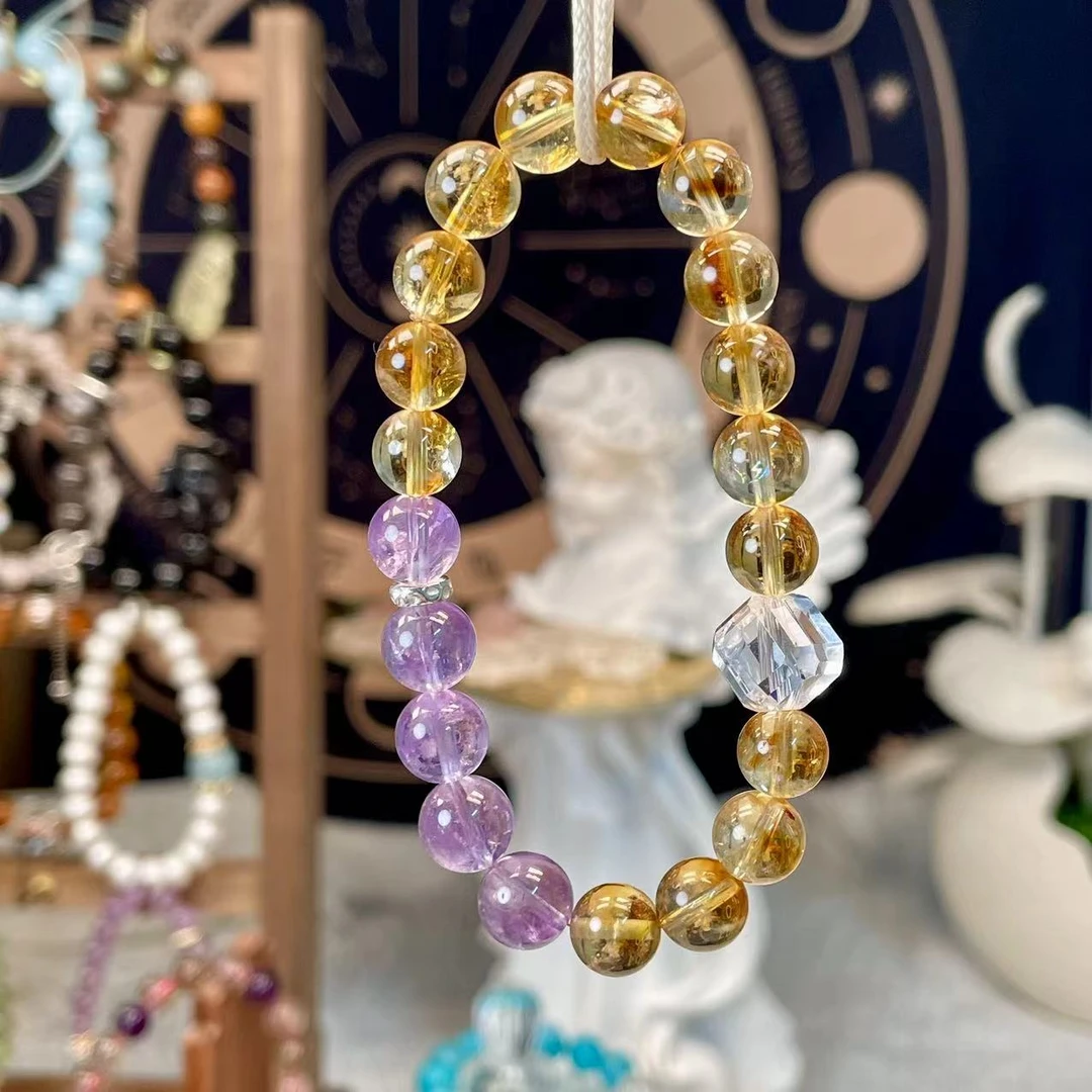 【紫黄】天然黄水晶搭紫水晶设计款手串