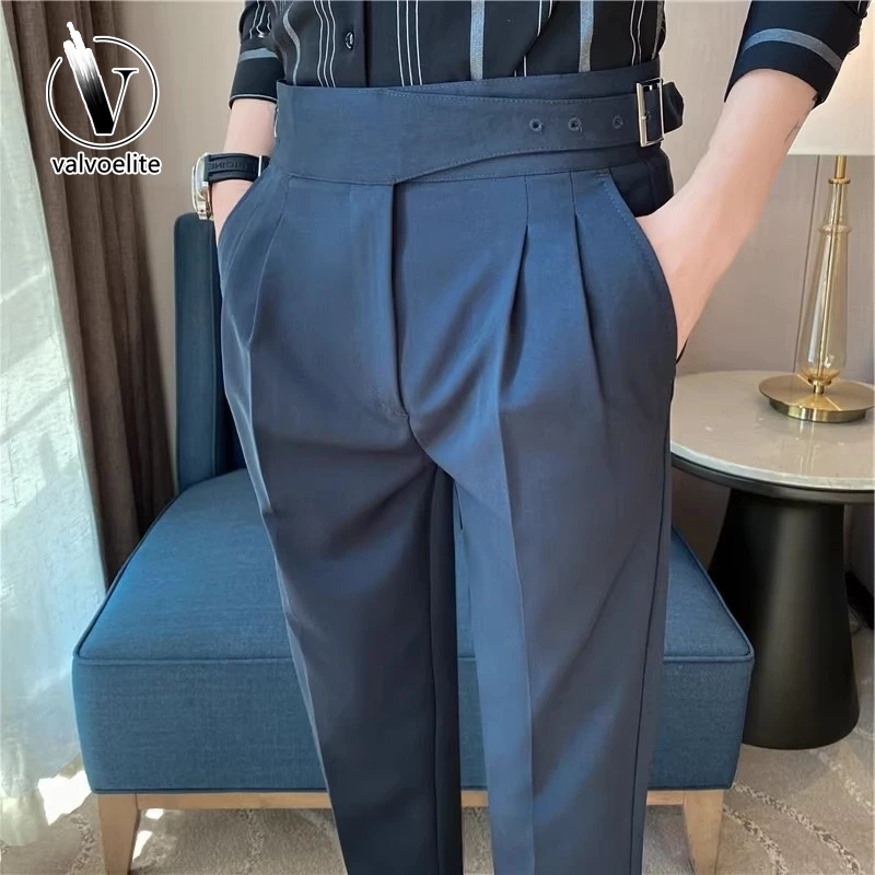 VALVOELITE男春秋休闲西装裤高级感垂感高腰修身时尚小脚九分长裤