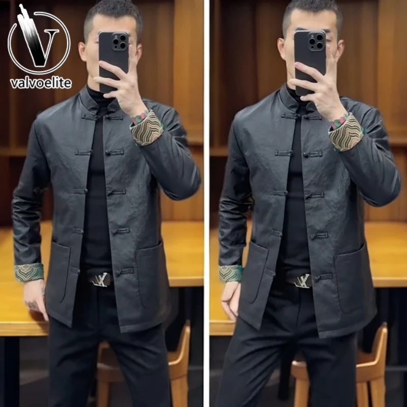 VALVOELITE高品质百搭休闲秋季新品时尚盘扣唐装外套高级感帅气男