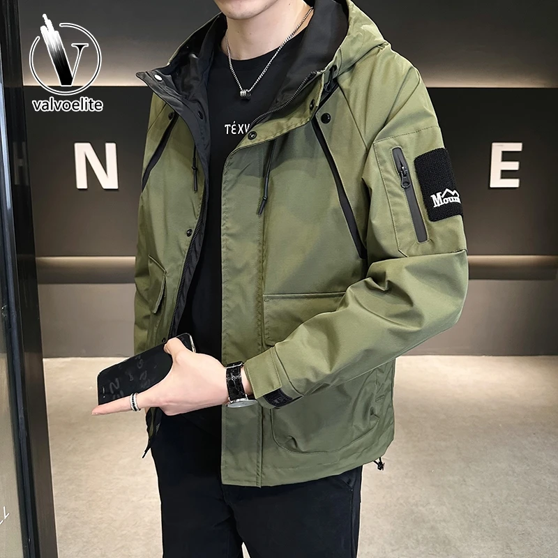 VALVOELITE男装冲锋衣外套男秋冬季潮牌高端加棉加厚大码工装夹克