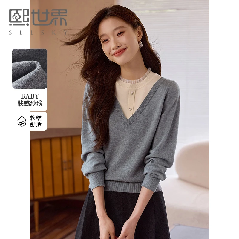 1A4LA057熙世界通勤淑女风格常规毛衣