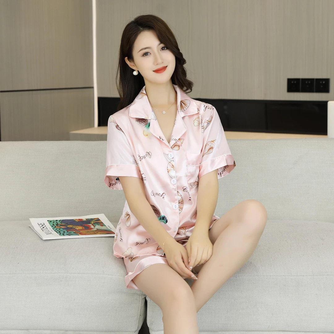 【认准正品】夏季高档冰丝短袖短裤睡衣家居服套装气质减龄宽松舒适