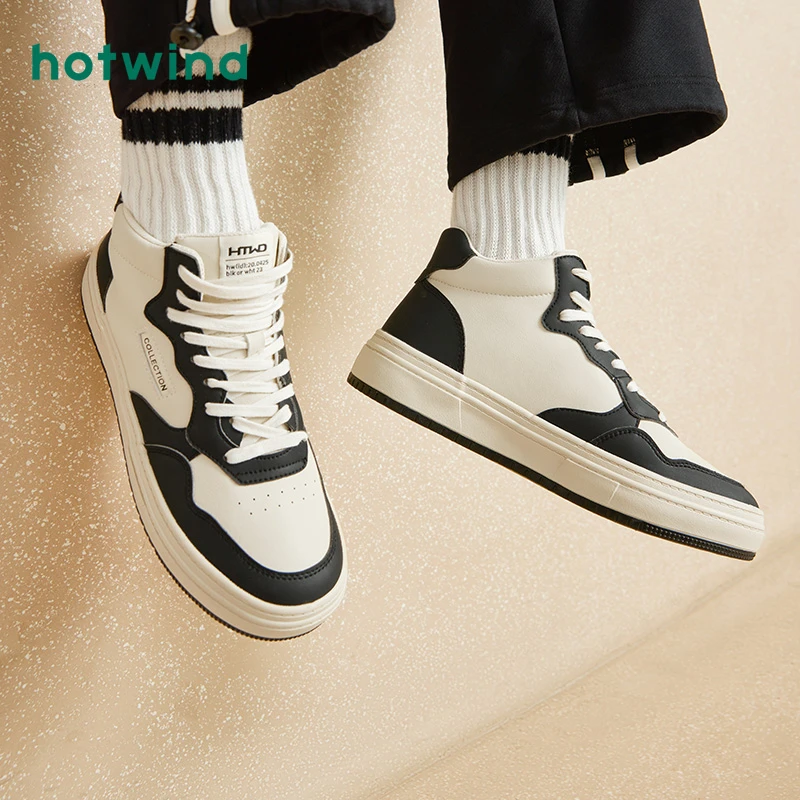 热风男鞋2023年冬季新款高帮春季男士时尚百搭厚底休闲鞋H92M3407