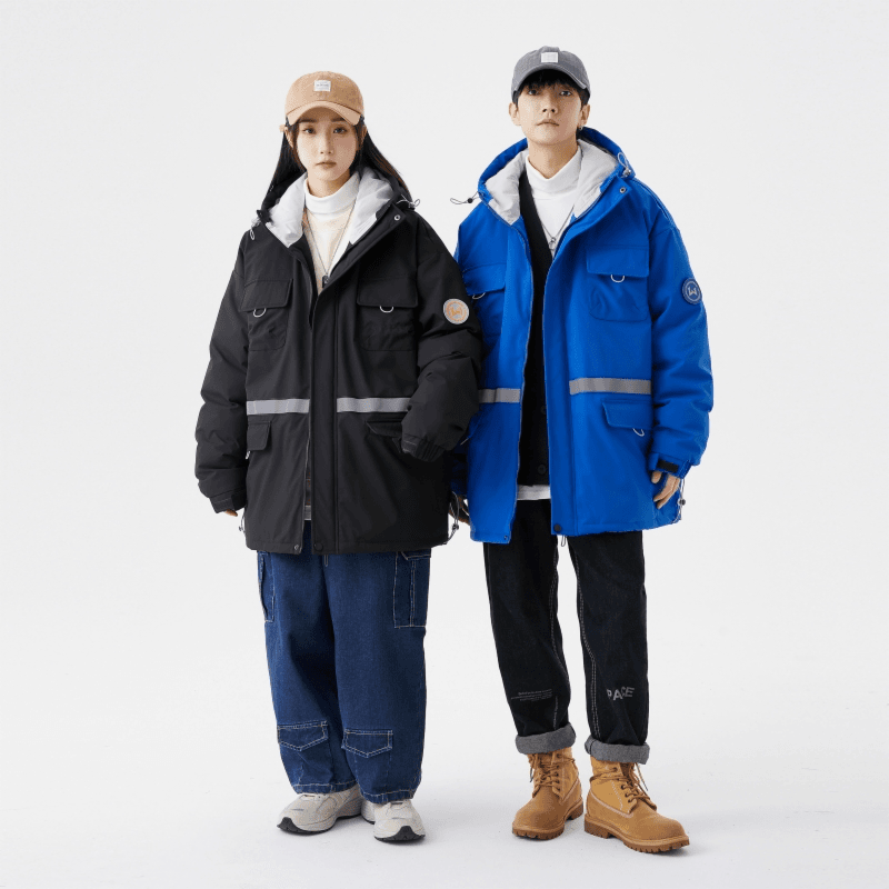 冬季男女同款休闲宽松情侣时尚潮流连帽羽绒服LL