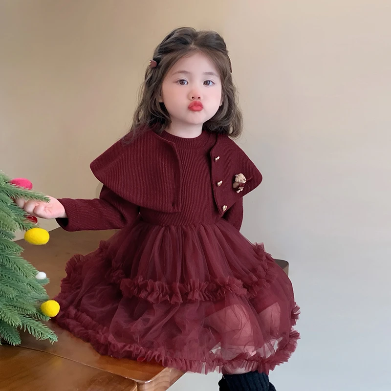 女童加绒加厚连衣裙2024新款冬季女孩中国风保暖公主裙女宝拜年服