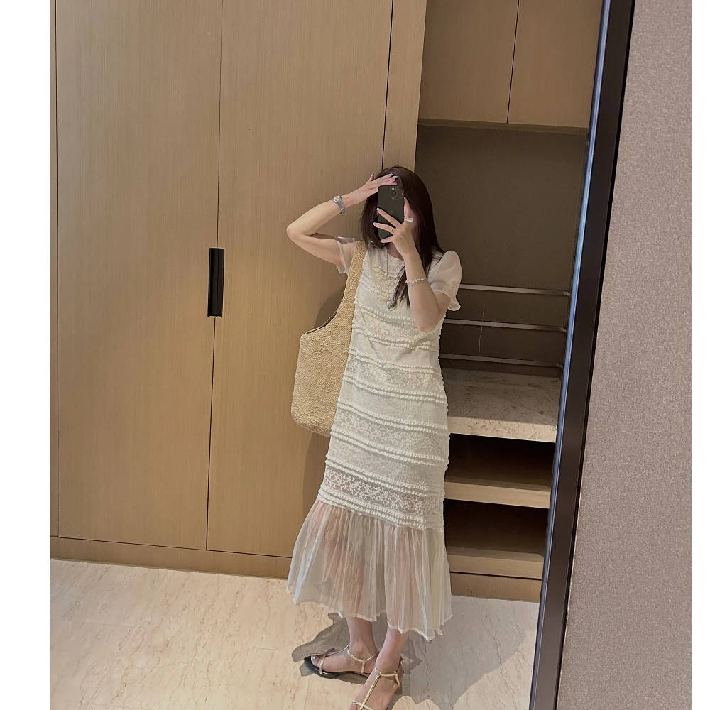 【BayaLi】尽显身材～新品仙女必备拼接温柔蕾丝连衣裙