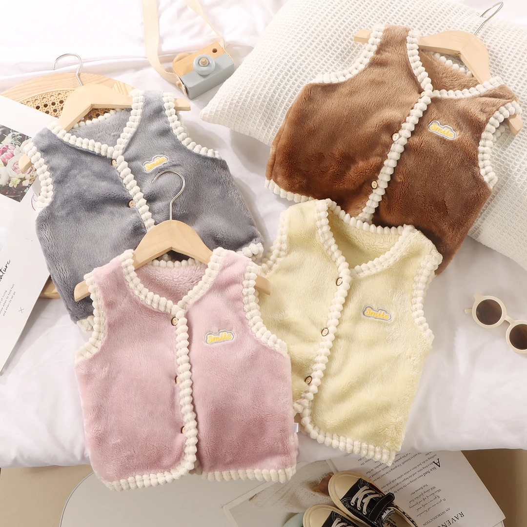 秋冬新款潮童双面兔毛绒马甲中小童保暖加绒男女宝宝百搭背心洋气