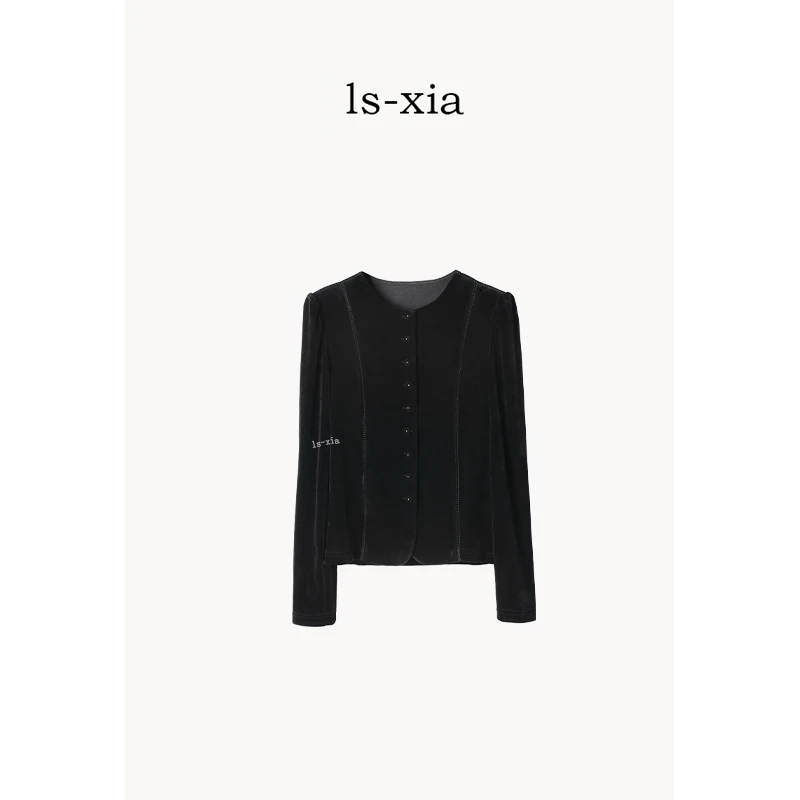 【松露巧克力】2024秋季新款·丝绒面轻奢时尚纯色衬衣