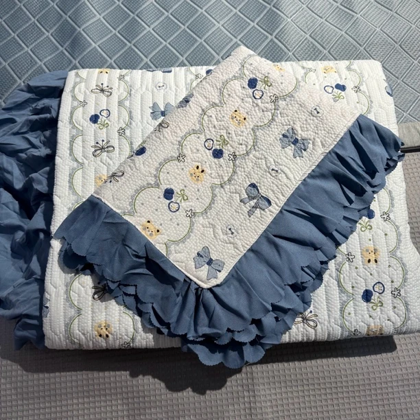 花边床盖三件套 亲肤泡芙棉双人加大尺寸床单三件套