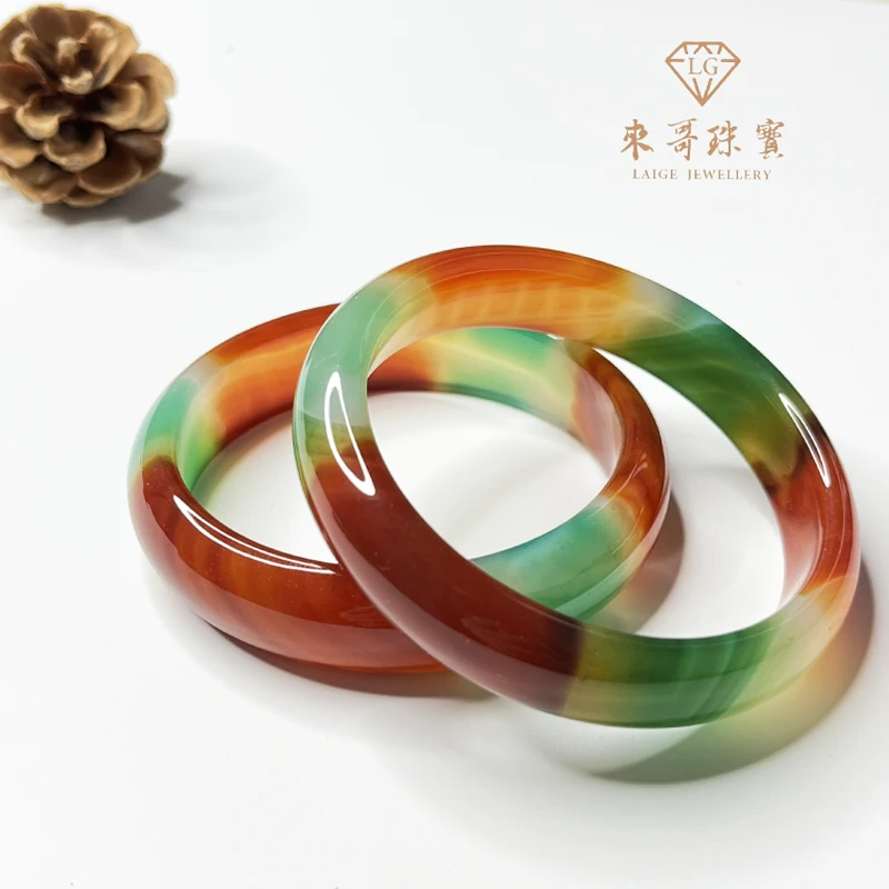 中秋节推荐【来哥珠宝】收藏级七彩药王石手镯多样性一件