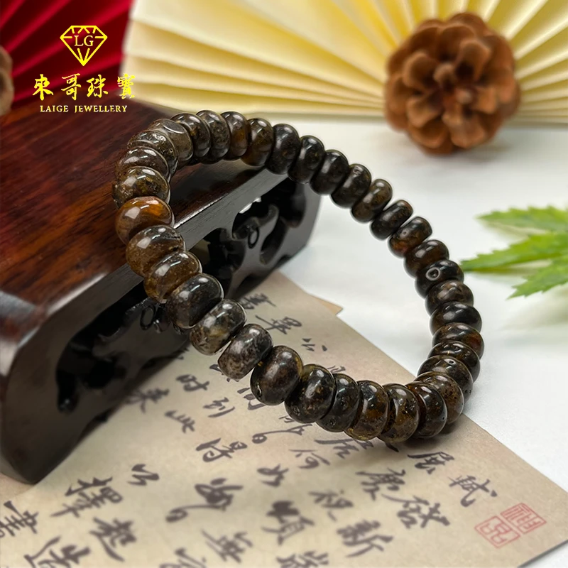 【来哥严选】天然毕业级满紫杉醇药珀算盘车轮珠手串