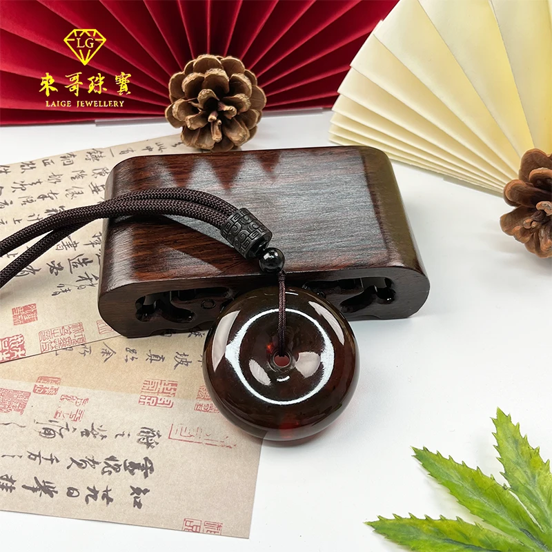 夏日特惠【来哥珠宝】五元素辽宁抚顺紫杉醇血药珀平安扣